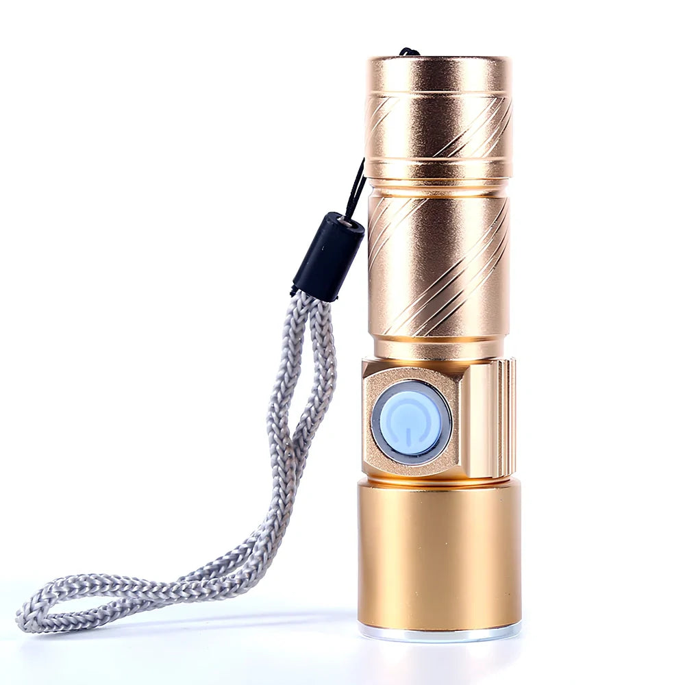 Black LED tactical torch with deep light cup measuring 15cm length, 1000 lumens output for outdoor use