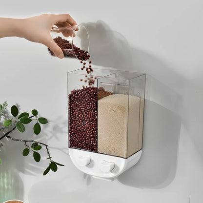 White wall mounted food storage containers with irregular shapes and airtight lids in three sizes