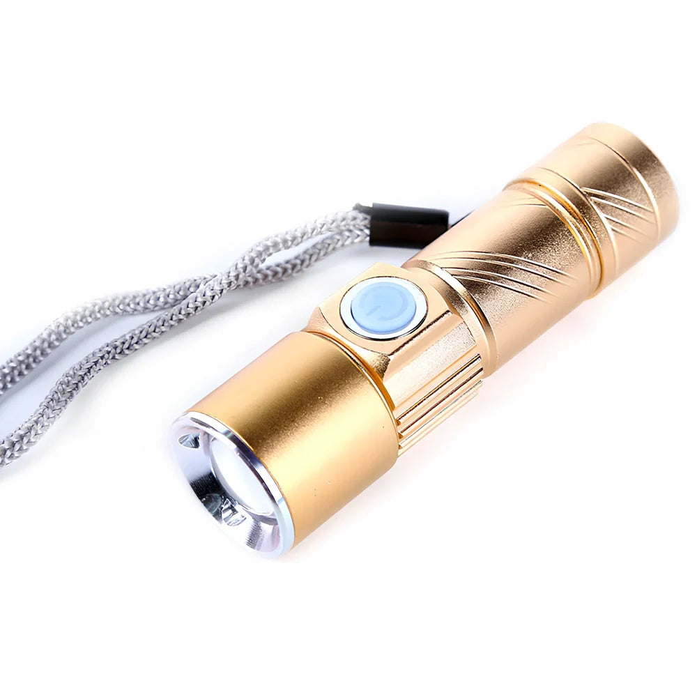 Black LED tactical torch with deep light cup measuring 15cm length, 1000 lumens output for outdoor use