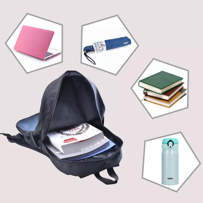 Marshmello black nylon computer backpack with spacious interior for 15.6-inch laptops