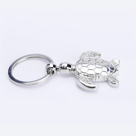 Silver zinc alloy animal shape pendant keychain on a keyring