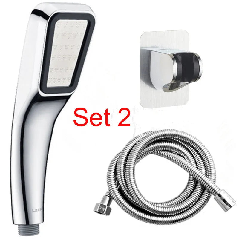 Orange plastic hand-held pressurised shower head with rain function