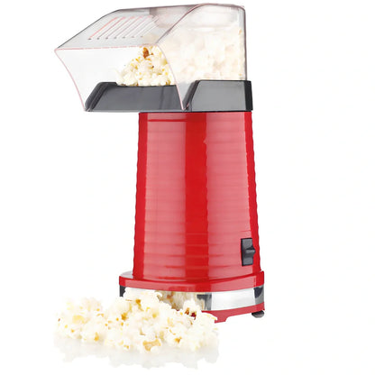 Red home popcorn machine with 1200W hot air popping system and 30cm dimensions