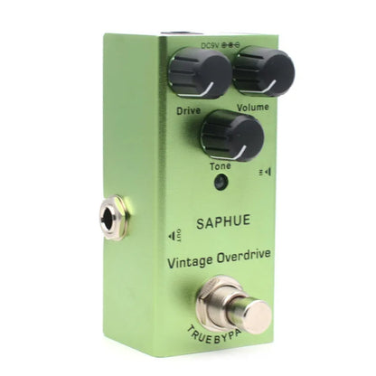 SAPHUE mini electric guitar effects pedal with aluminium alloy casing, true bypass, 1/4 inch jacks and 9V DC power