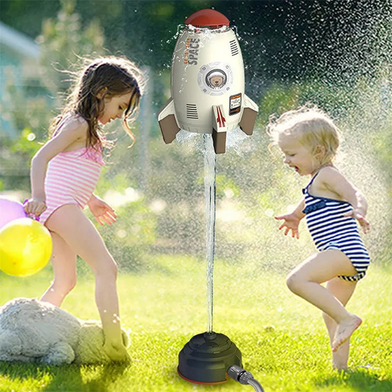 Outdoor water pressure rocket launcher toy for children's garden play with plastic construction