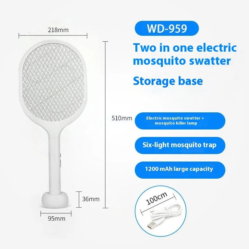 Rechargeable electric mosquito swatter in ABS plastic, 4000V grid for 11-20 m² rooms, colours 959 and 996