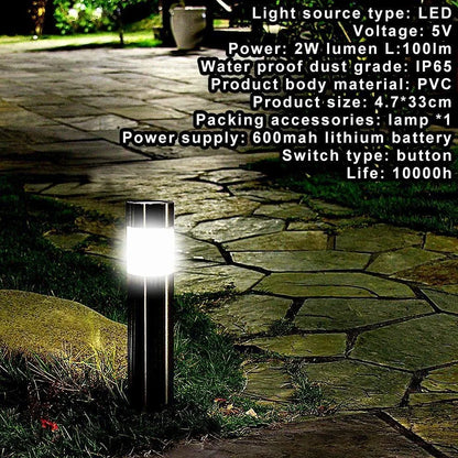 Solar cylindrical lawn light 23cm tall with 5.5cm diameter for garden pathway illumination