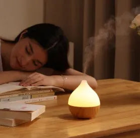 Asakusa wood grain vase-shaped aroma diffuser with 100ml capacity and USB cable.