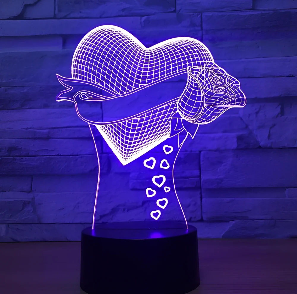 LED night light with touch controls, remote, and seven colour options on 87x87x42mm base