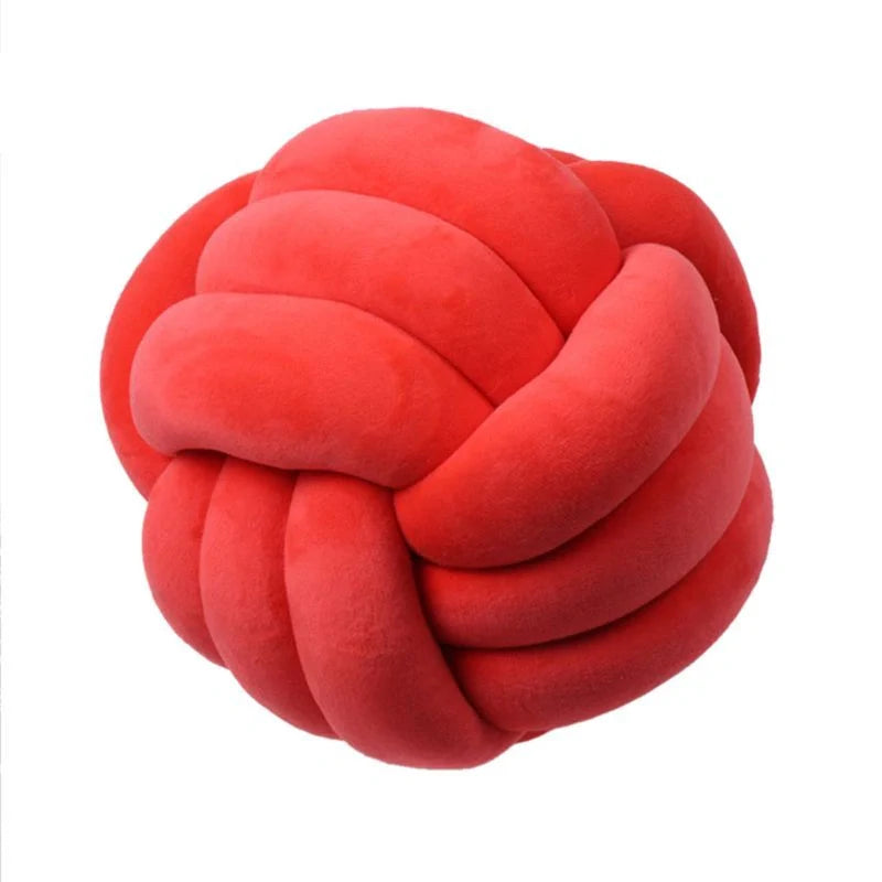 Knotted Plush Ball Design Round Throw Pillow in various colors and sizes