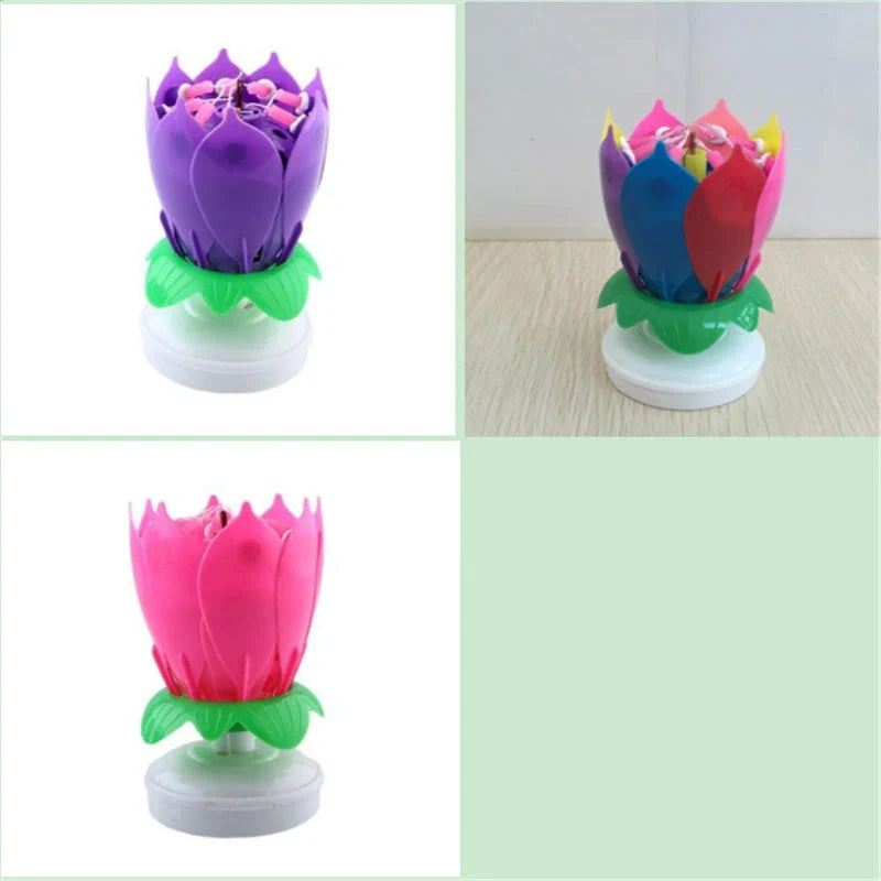Musical Lotus Candles in various colors with a unique lotus design and music feature