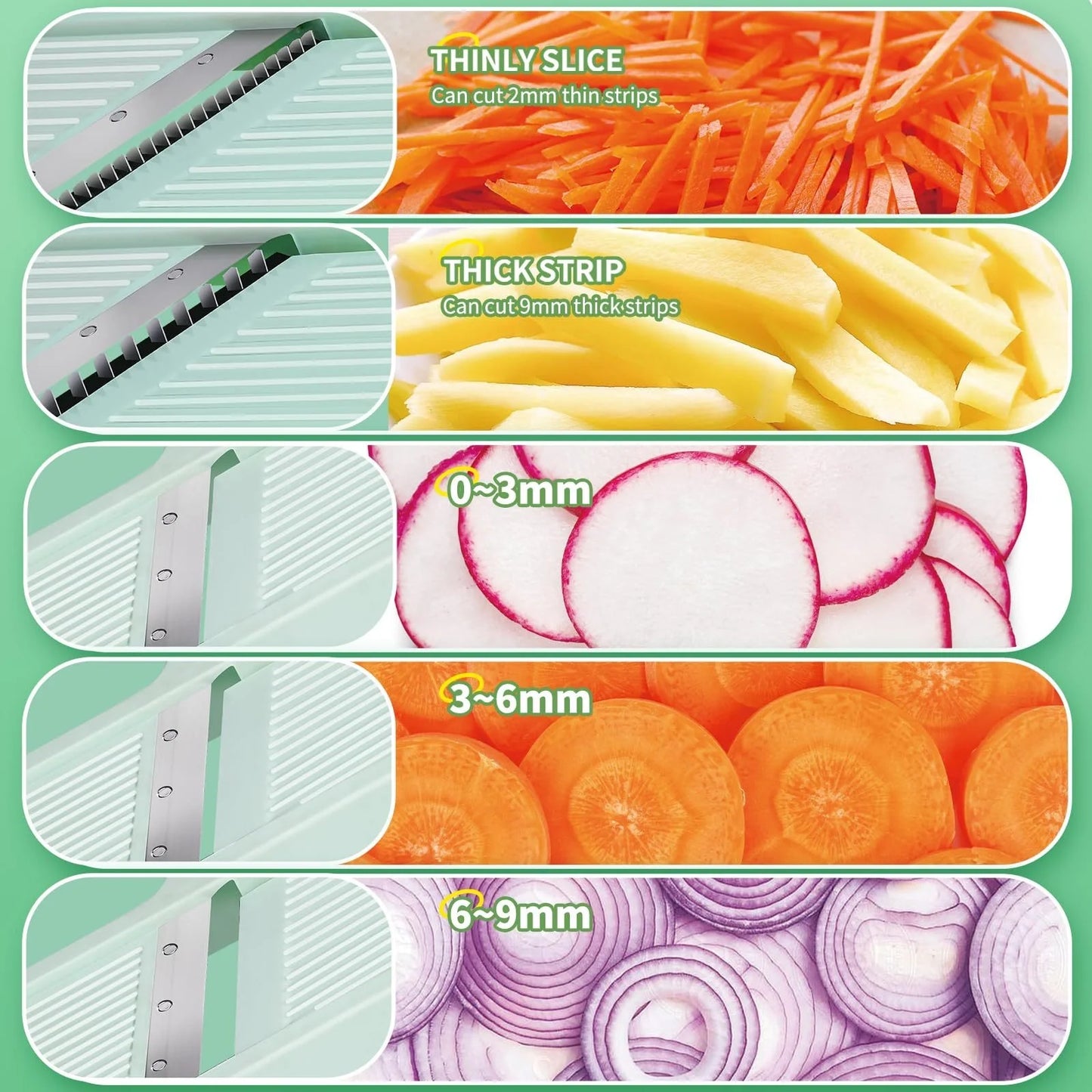Multifunctional vegetable slicer with adjustable thickness settings for easy kitchen prep