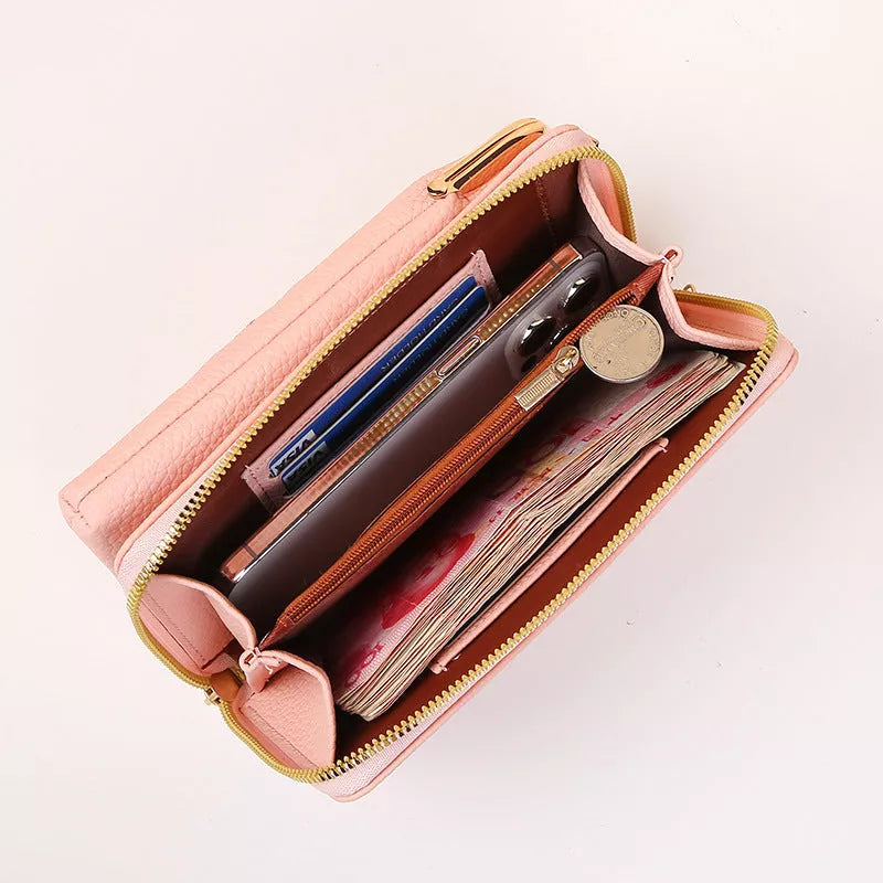 Flower embroidery phone bag with lock buckle in multiple colors