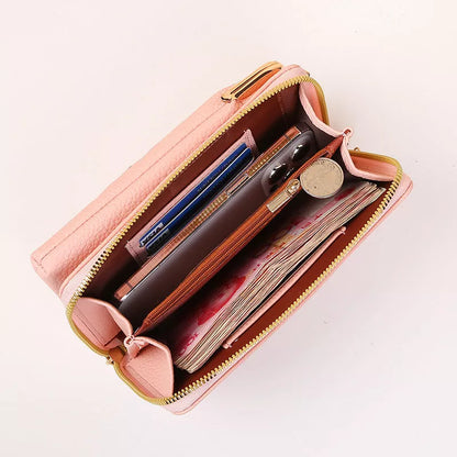 Flower embroidery phone bag with lock buckle in multiple colors