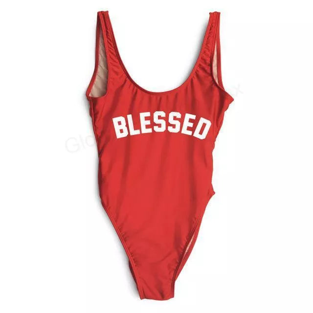 Blessed Swimsuit in various colors, made from durable polyester and nylon