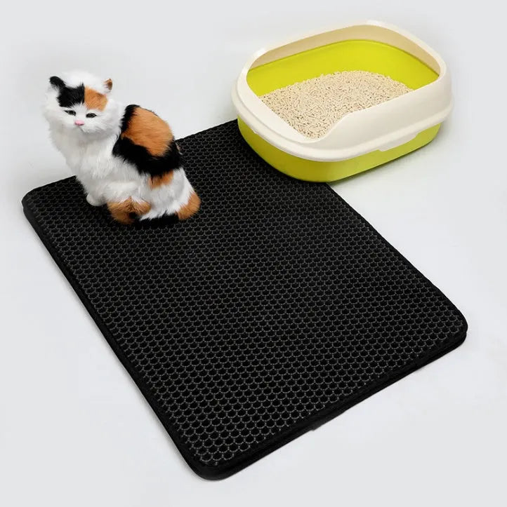 EVA double-layer cat litter mat in black, brown, grey, light blue or pink, sizes S to XL