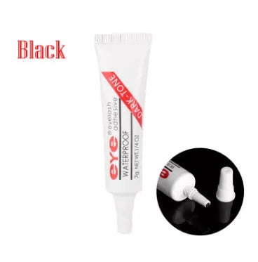 Professional false eyelash glue in black and white for natural, lasting eye makeup