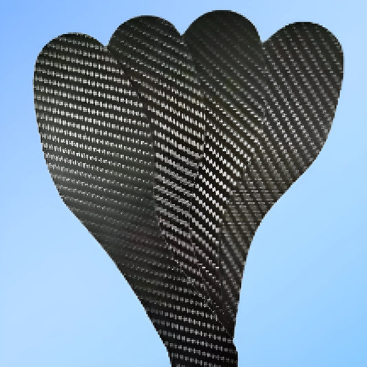 A pair of flat, black 3K full palm carbon fibre running insoles showing the textured weave.