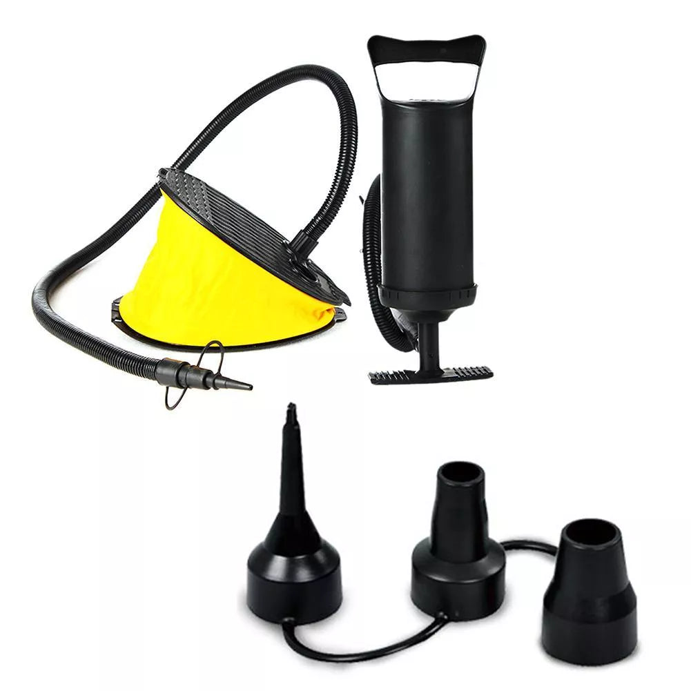 AIRHEAD High Volume Bellows Foot Pump in yellow with 3 adapters for versatile inflation