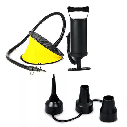 AIRHEAD High Volume Bellows Foot Pump in yellow with 3 adapters for versatile inflation