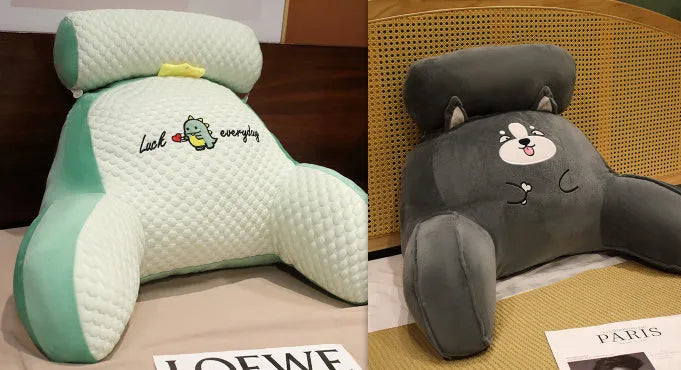 Reading lumbar support cushion in 60x40cm and 70x50cm sizes with embroidery design