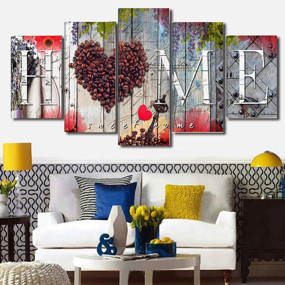 Red home sweet home oil painting print on canvas wall art in multiple sizes