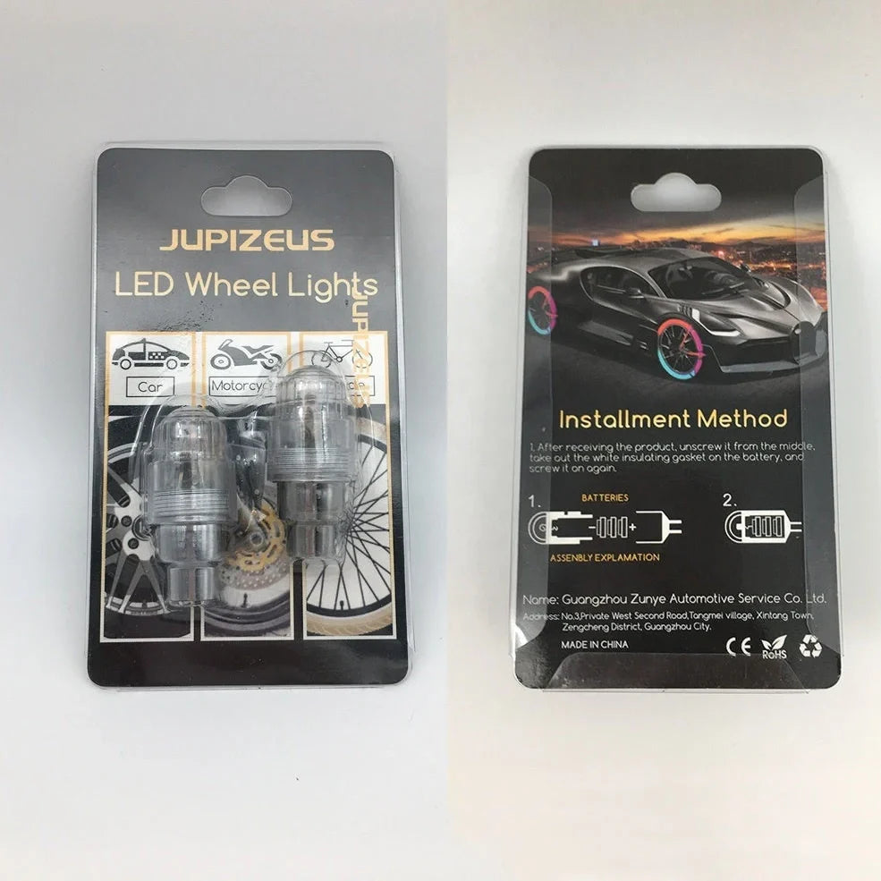 LED wheel valve lights with 4cm diameter ABS construction for bicycle motorcycle installation