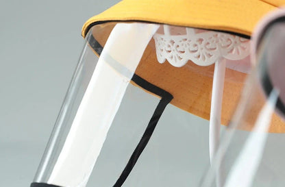 Kids Anti-spitting Protective Hat with transparent PVC shield for clear visibility and protection