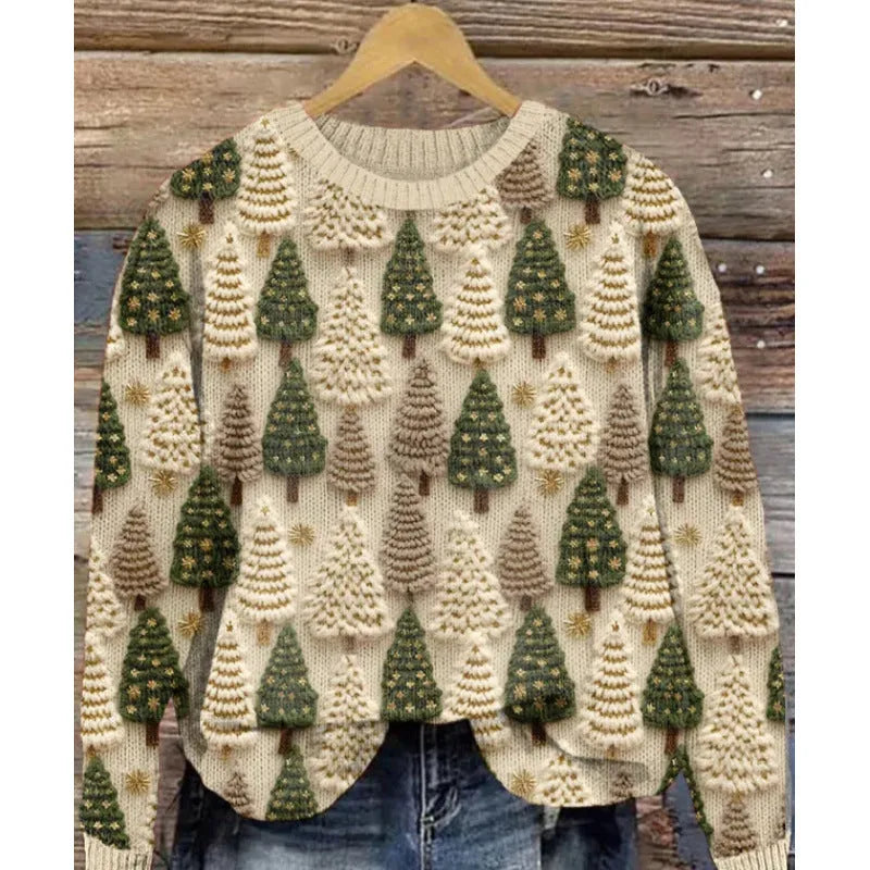 Round neck sweater with digital printed little flower pattern in various colours