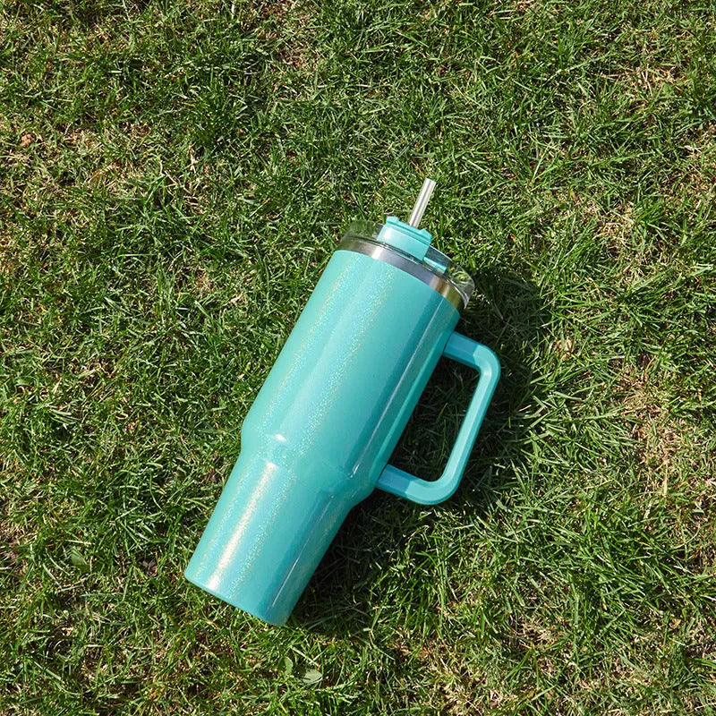 Stainless steel vacuum insulation cup with gradient colour, 27.5cm tall with 10cm wide mouth opening