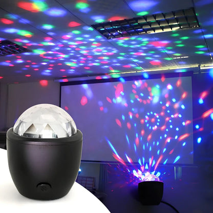 Mini USB voice activated crystal magic ball LED disco projector with 3 colour lights