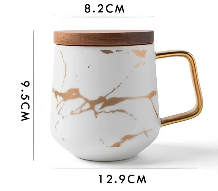 White ceramic coffee mug with double-wall construction showing cross-section insulation detail