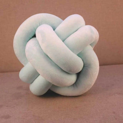 Knotted Plush Ball Design Round Throw Pillow in various colors and sizes