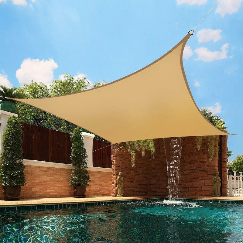Outdoor shade cloth providing 98% UV protection in beige