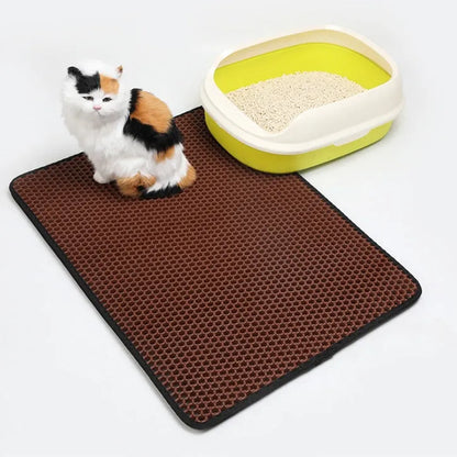EVA double-layer cat litter mat in black, brown, grey, light blue or pink, sizes S to XL
