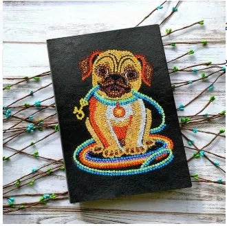 A5 DIY diamond painting notebook with 50 pages in black, ideal for diamond art projects and personal creative journals, measuring 142 x 207 x 8mm with a gram weight of 190-210g for portable use