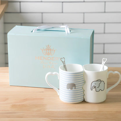 Pair of ceramic cups with 360ml capacity, high-temperature jade porcelain construction, four colour options