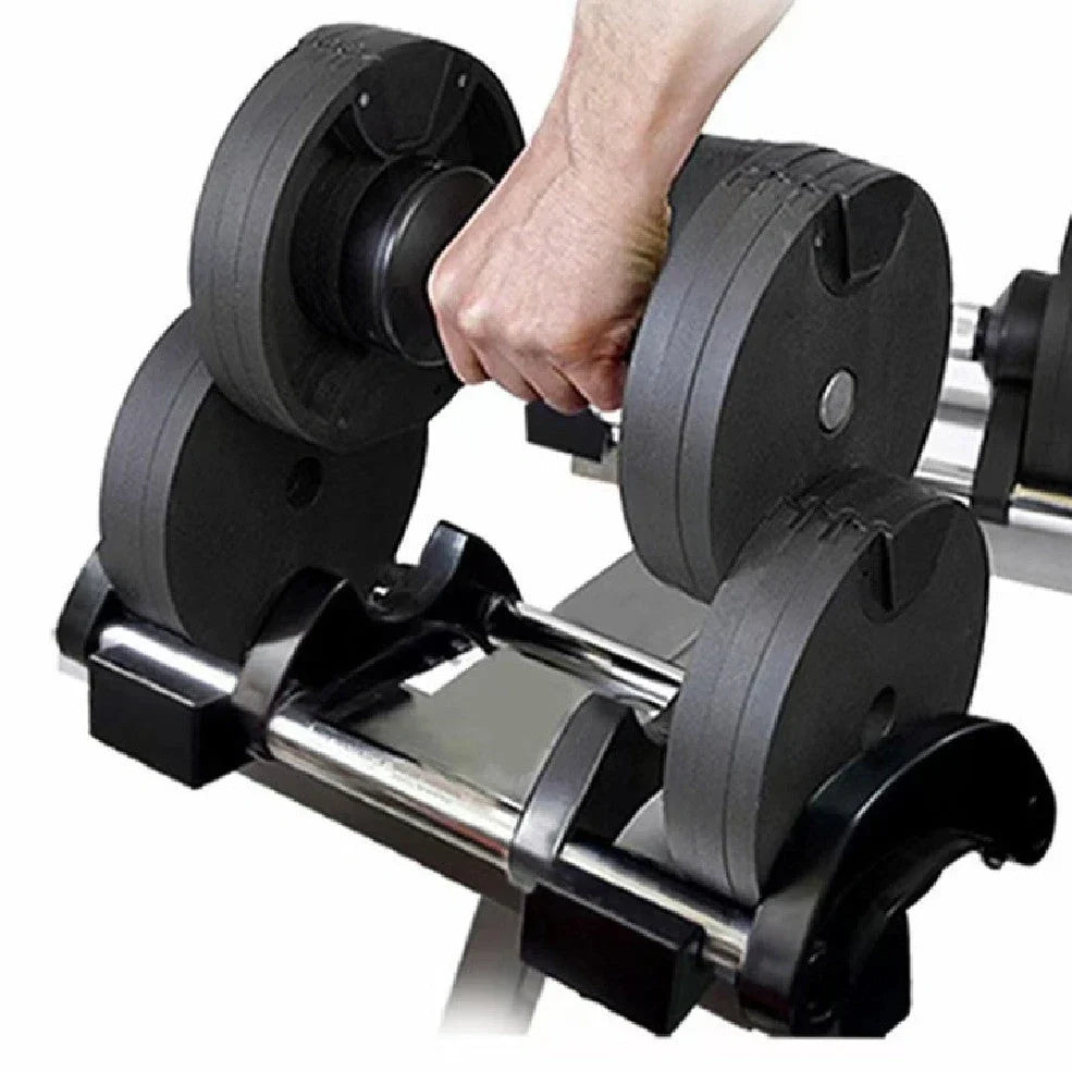 Cast iron electroplated dumbbell with 40cm length and three weight options