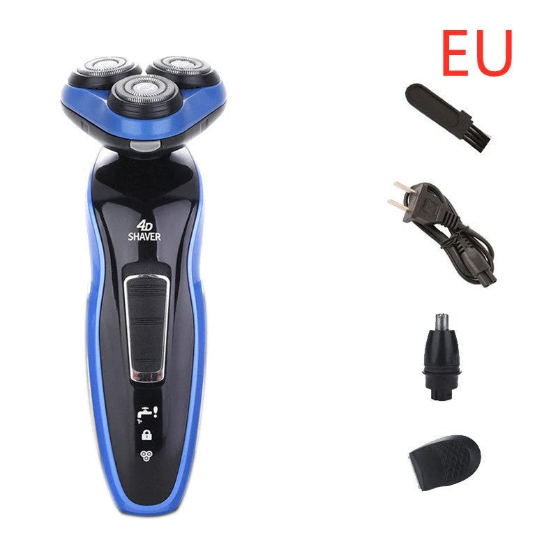 4-in-1 electric shaver for men with triple blade, rechargeable trimmer