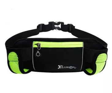 Outdoor sports running belt with multi-function pockets for phone and bottle, available in multiple colors