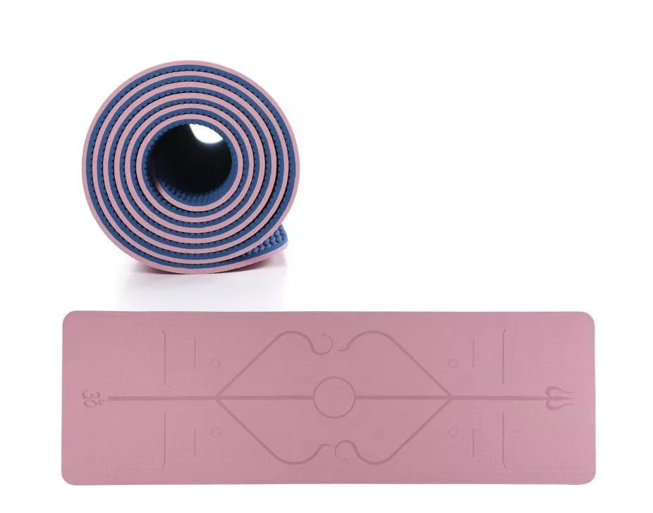 Women's TPE Yoga Mat with non-slip surface in stripe pattern, available in multiple colors and thicknesses