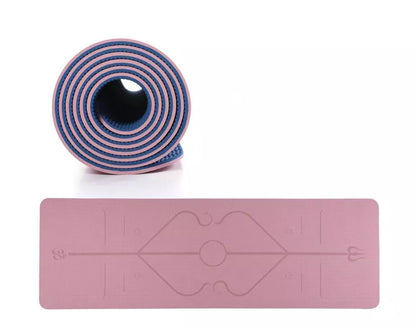 Women's TPE Yoga Mat with non-slip surface in stripe pattern, available in multiple colors and thicknesses