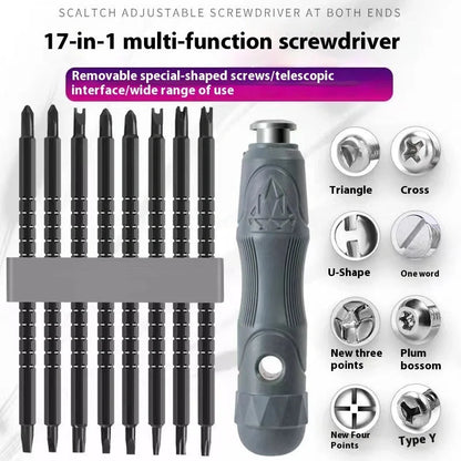 17-in-1 Magnetic Screwdriver Set with chrome vanadium steel bits and ergonomic handle