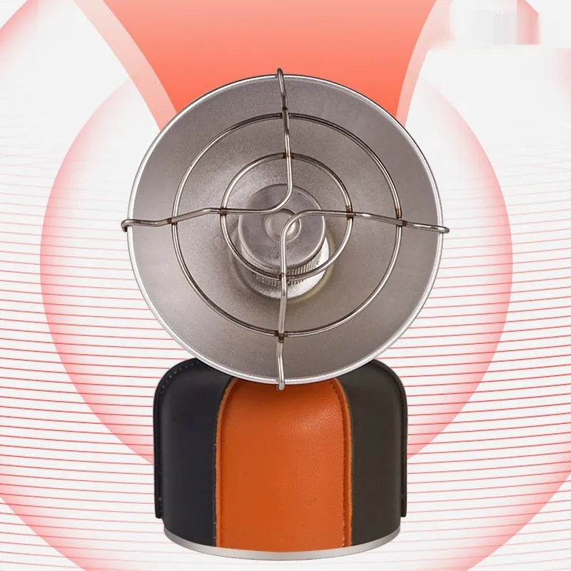 Black and orange portable outdoor heating stove with automatic press ignition for camping, weighing 215g