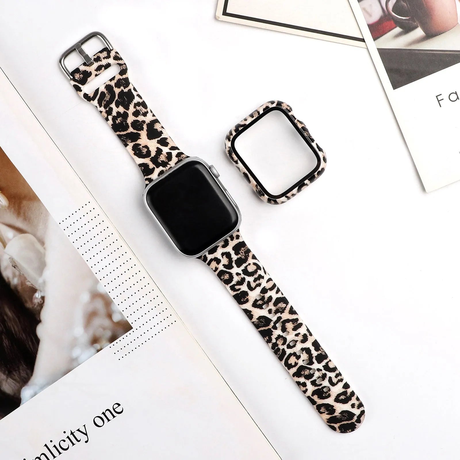 Printed silicone watch strap for Apple Watch 1-6 and SE models in multiple sizes