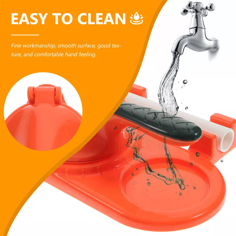 3-in-1 dumpling maker with ergonomic handle in pink, orange, white, and green