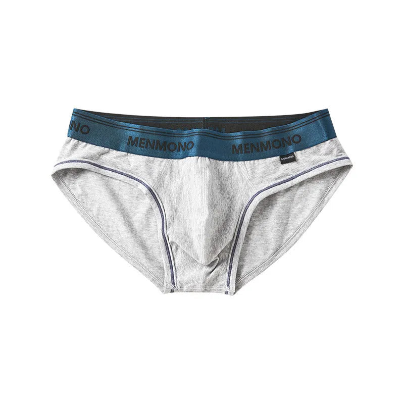 Men's low waist cotton briefs in a two-tone colour option on a plain background