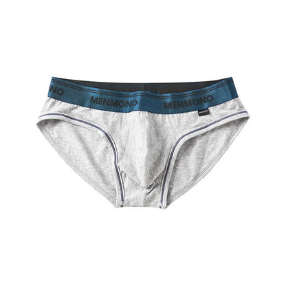 Men's low waist cotton briefs in a two-tone colour option on a plain background