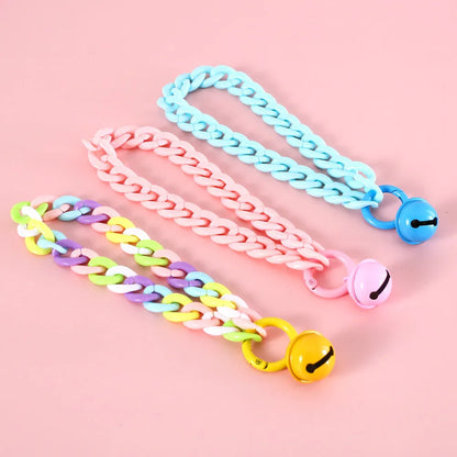Adjustable plastic pet collar in macaron colours with chain design for cats dogs rabbits