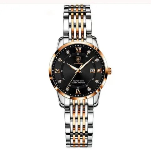 Men's Seiko quartz watch with 43mm round dial, stainless steel strap, 50m water resistance, luminous calendar, sapphire crystal glass